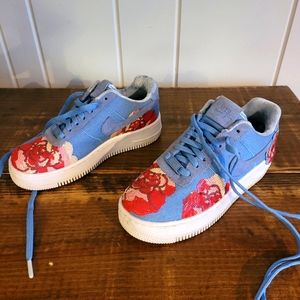Nike Floral Sequin Rose Denim Sky AF1 Air Force size 6